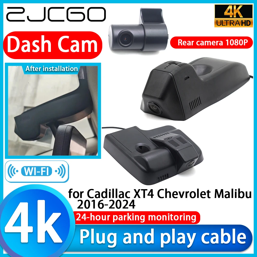 ZJCGO para Cadillac XT4 Chevrolet Malibu 2016-2024, Cámara para Auto DVR 4K, Cámara de Tablero 2160P con Lente Sony, Monitor 24H, Grabador de Video de Estacionamiento
