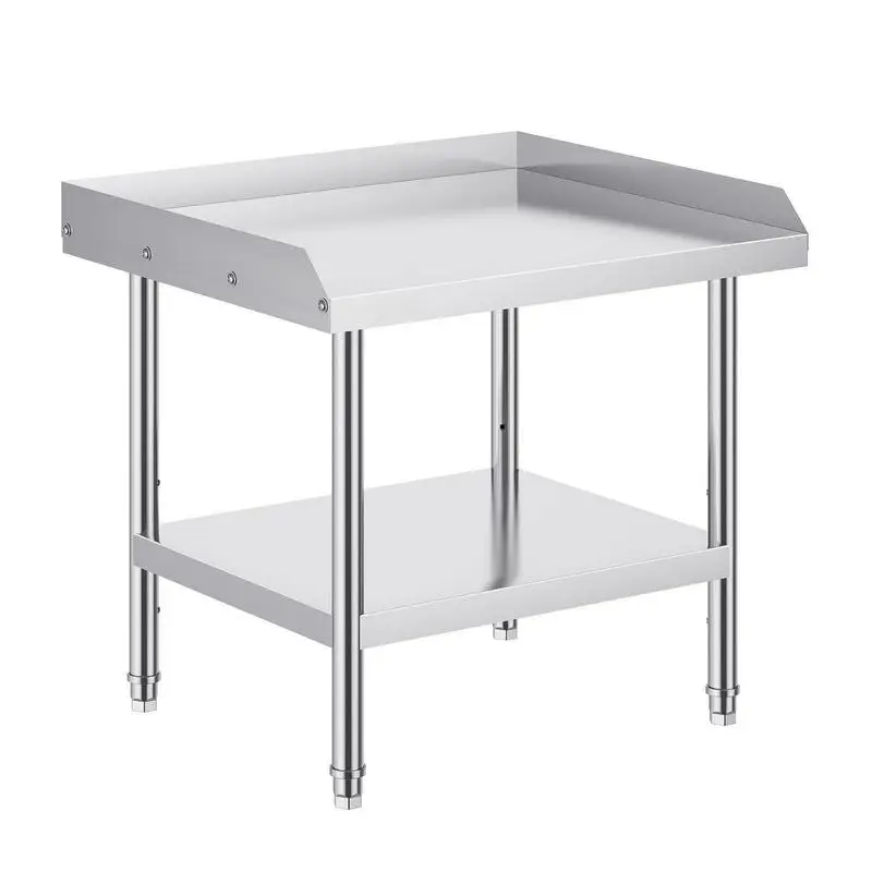 

Kitchen Preparation Station 24x28x26 Inch For Restaurant Home Hotel, 3-Sided Backsplash Adjustable Height Metal Structure Heavy Duty Under Shelf Storage Design