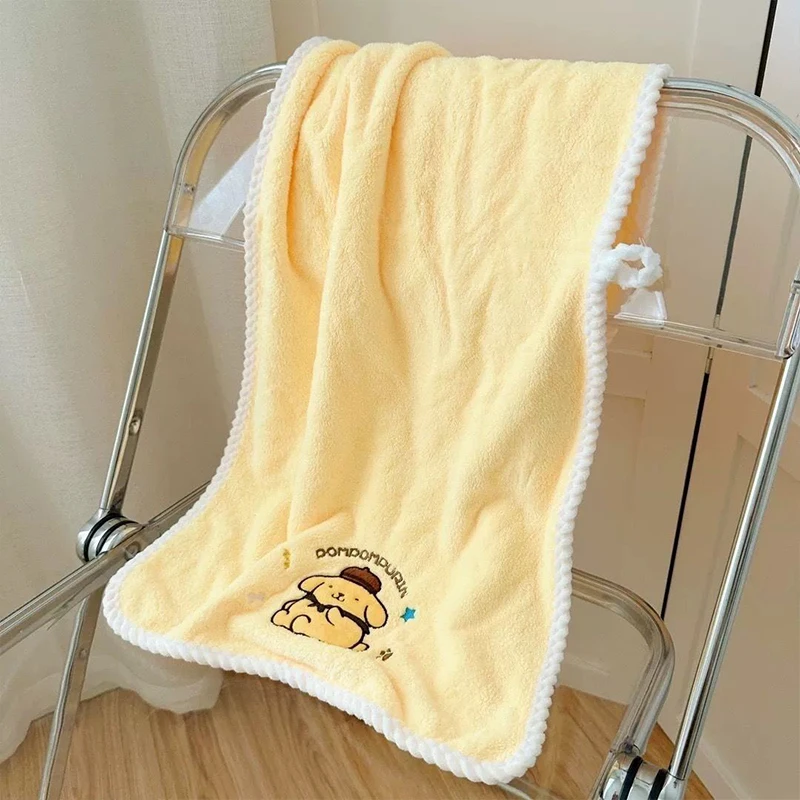 Cartoon Pompompurin Bath Towel 3 Piece Set Sanrio Kawaii Anime Cute Soft Absorbent Quick Drying Adult Children Hair Drying Cap