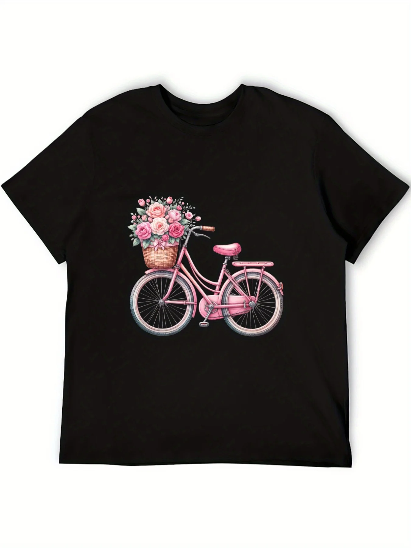 Women's Pink Bicycle Graphic T-Shirt Casual Short Sleeve T-Shirt Summer Harajuku Streetwear Tops Fashion Tees