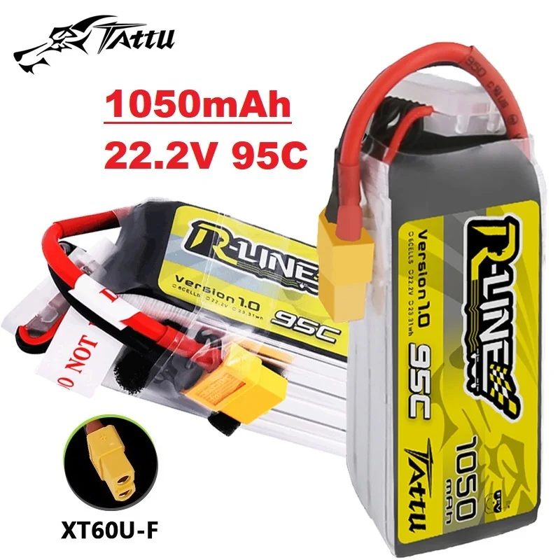 

TATTU R-LINE 1.0 22.2V Lipo Battery 1050mAh 95C For RC FPV Airplane Quadcopter Helicopter Drone Parts 6S Rechargeable Battery