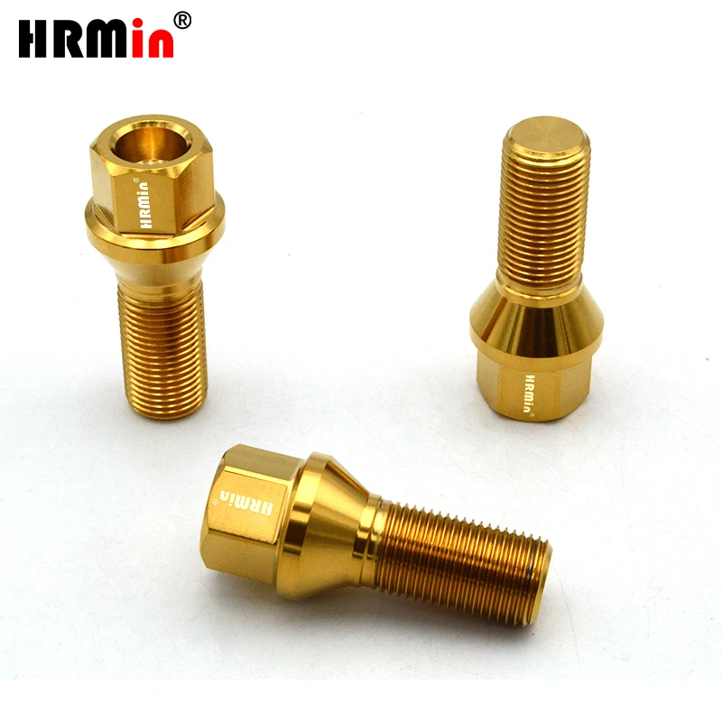 HRMin High quality Gr.5 titanium Conical seat wheel hub bolt titanium bolt 16ps/20ps M14*1.25/M12*1.5mm for BMW