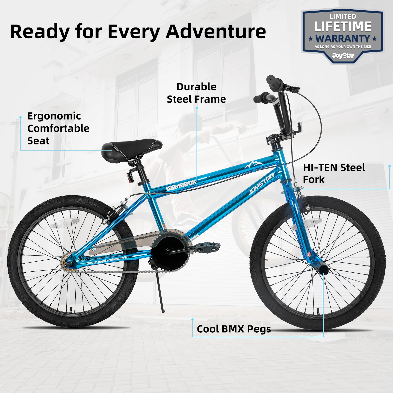 JOYSTAR 20 Inch Kids BMX Bike for Boys Girls Ages 7-12 Years, 20" Kids Bikes for Beginner,Dual Hand Brakes, 2 Pegs, Blue