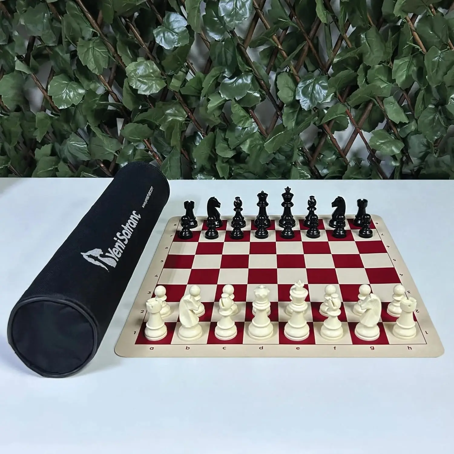 

Portable Foldable Chess Set, 18x18' Lightweight Travel Chess Board with Non-Slip Design & Pieces, Includes Keychain Gift