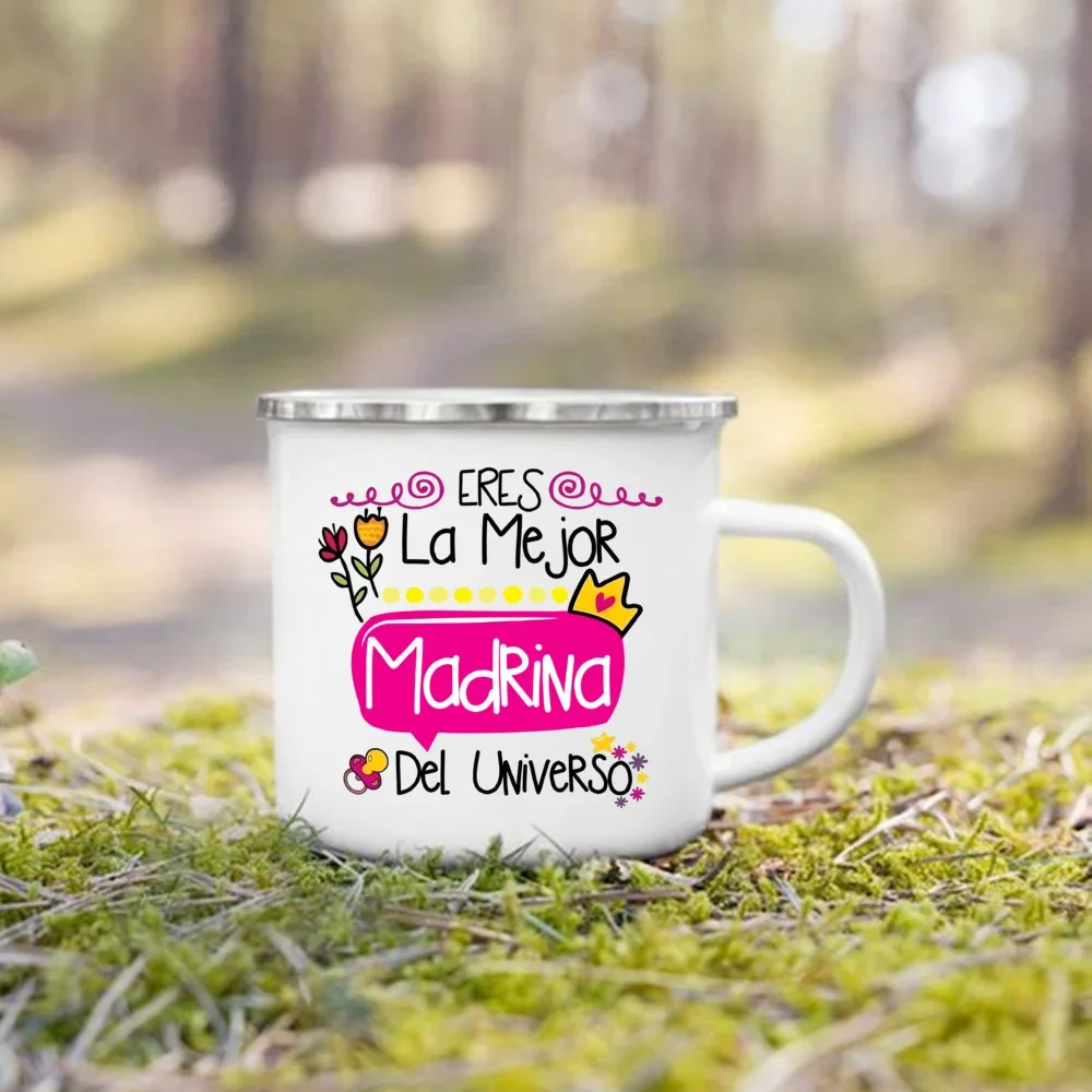 Enamel Mugs Coffee Cups J'ai La Meilleure Marraine Et Parrain Dans Le Monde Entier Print Enamel Coffee Mug Breakfast Cup Funny