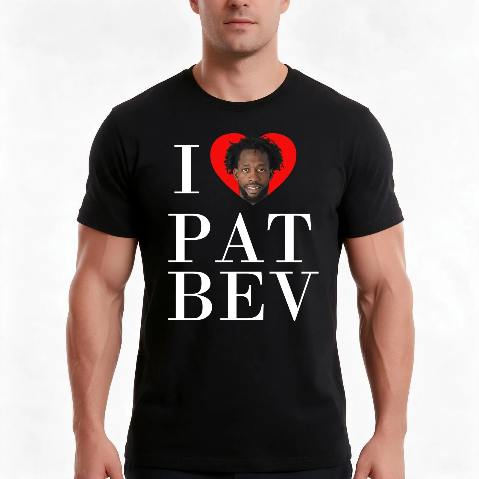 I Love Pat Bev T-Shirt, Summer Casual Cotton Tee, Oversized Streetwear Tops, Vintage Graphic Print, Loose Fit Short Sleeve