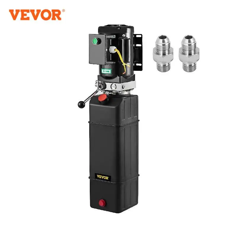 VEVOR Hydraulic Pump Car Lift Power Unit 4 Gallon Single Phase 208-230 V Portable Black Plastic Oil Tank Used for Dump Trailer