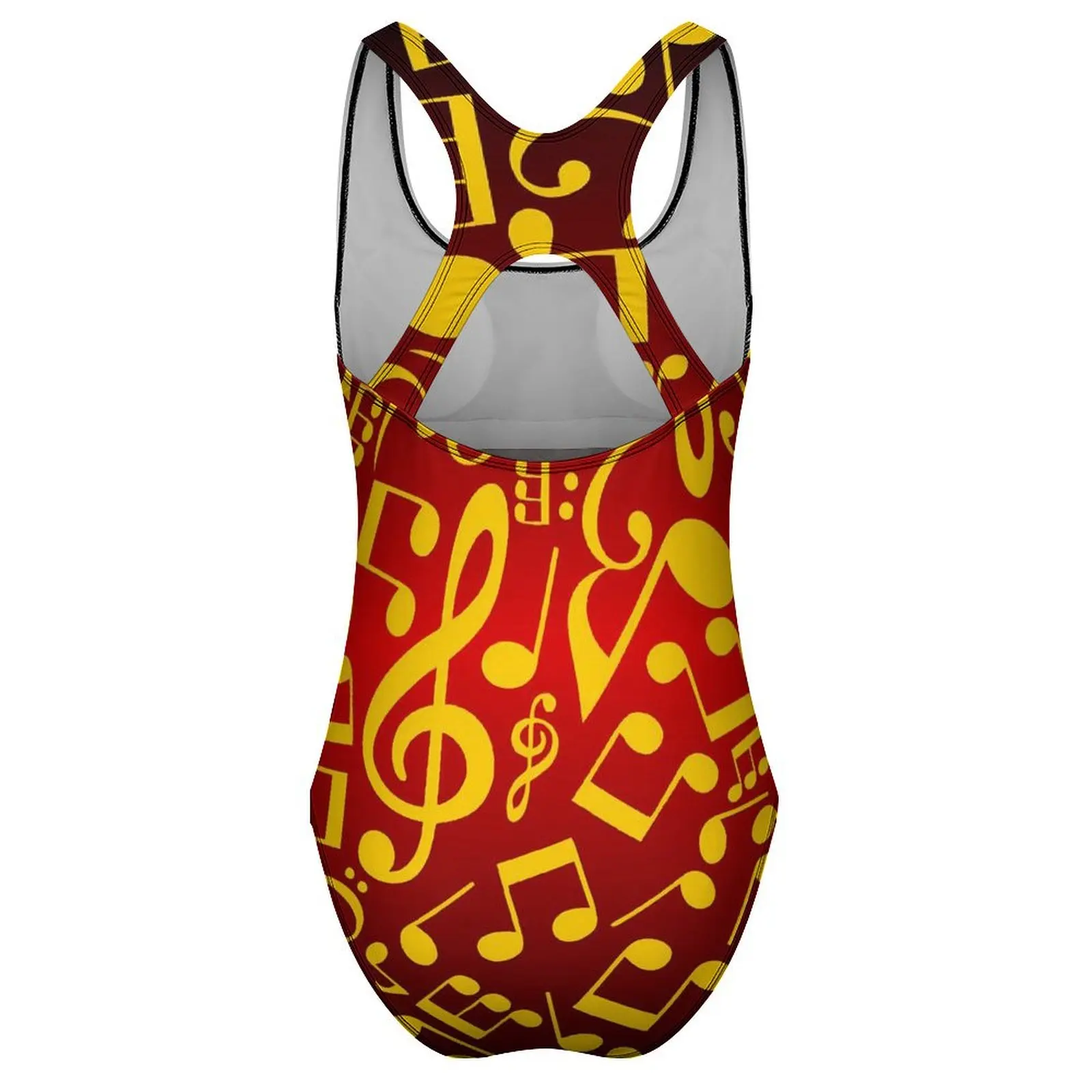 ملاحظات الموسيقى ملابس السباحة الأحمر والذهبي رفع ملابس السباحة قطعة واحدة اللياقة البدنية Monokini ارتداءها نمط مثير بحر حجم كبير