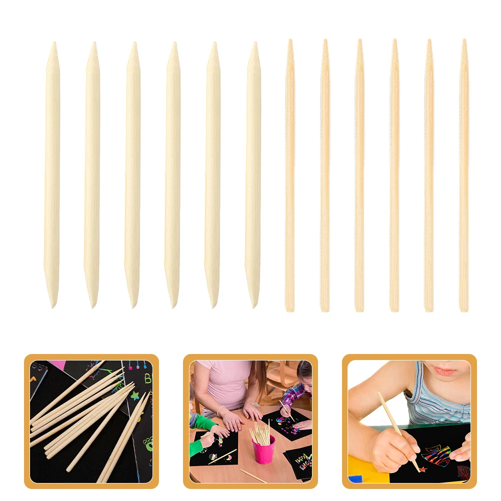

200pcs Natural Sticks For Painting Diy Scratch Tools Sturdy Wood Art Pens Portable Scratch Styluses Durable Wood Scratcher Tools