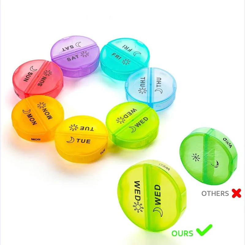 7 Days Daily Pill Box for Medicine French Holder Drug Case Tablet Container Waterproof Secret Compartments Weekly Pill Organizer