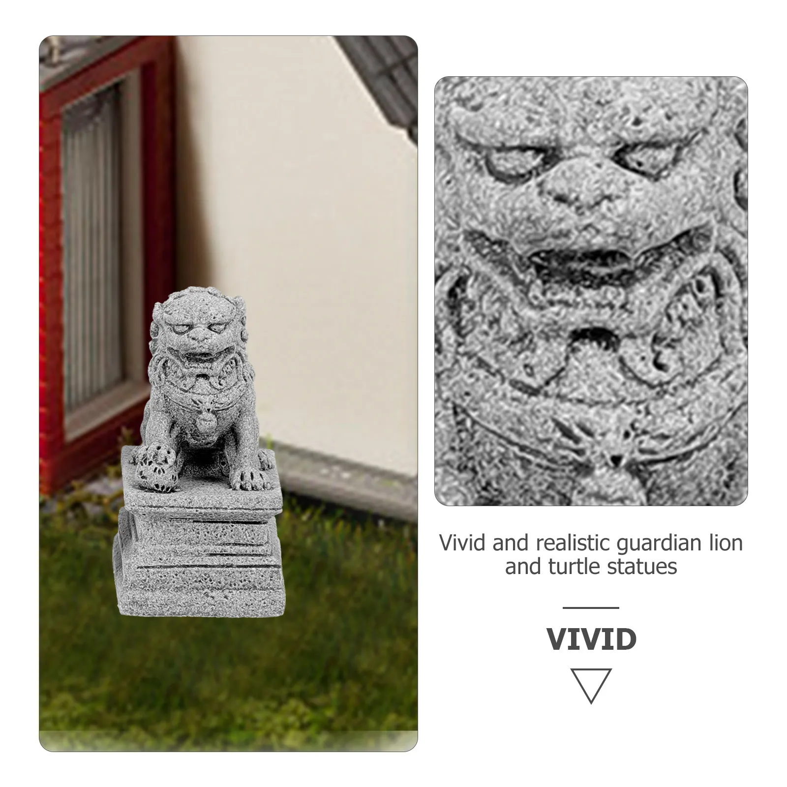 

4pcs North Lion Statues Chinese Style Guardian Lion Turtle Figurines For Garden Bonsai Pot Ornaments Micro Landscape Decor Home