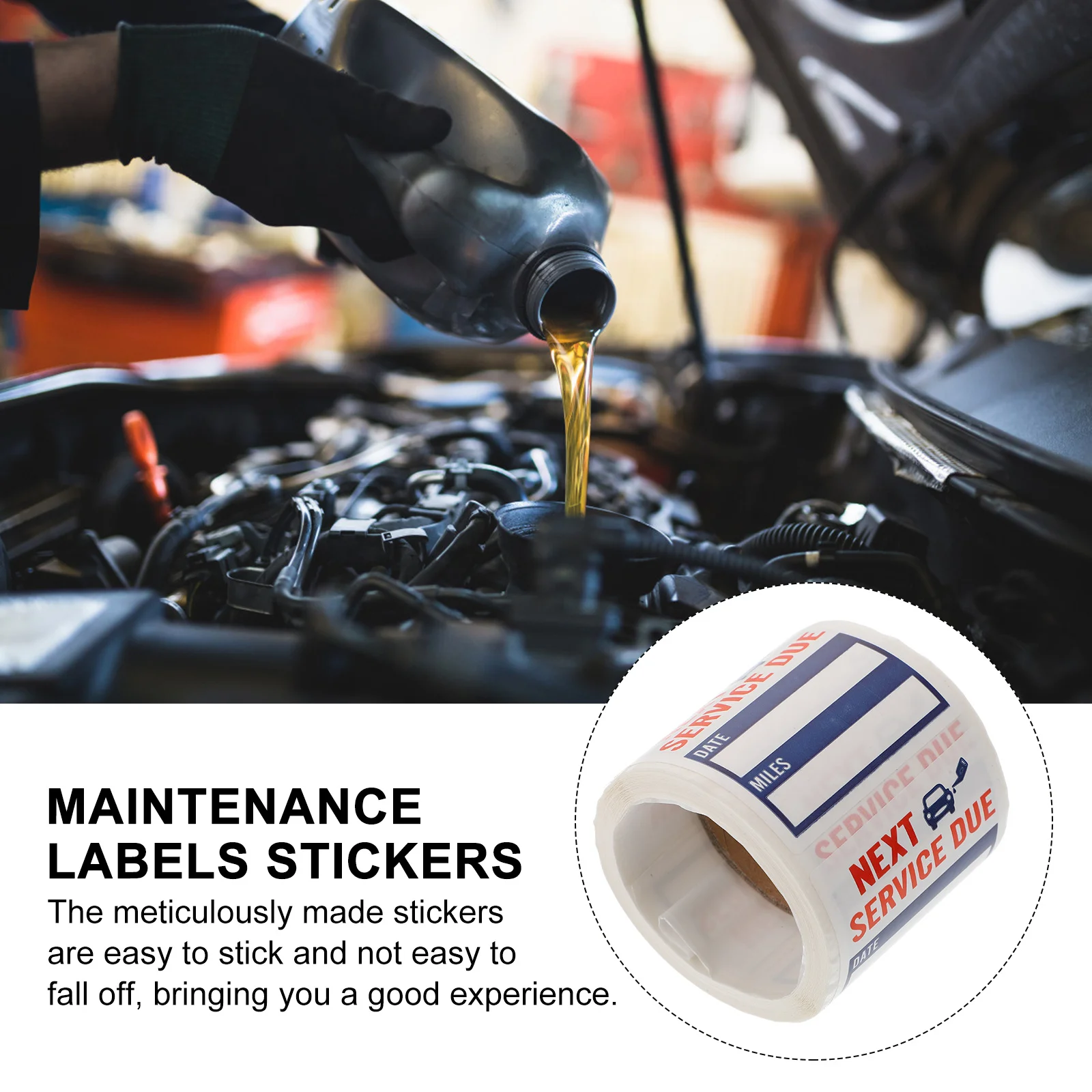 150 قطعة لفة من ملصقات السيارات المفكرة قسط مقاوم للماء لاصق خدمة بسبب تذكير تسميات لتغيير زيت صيانة السيارات #4