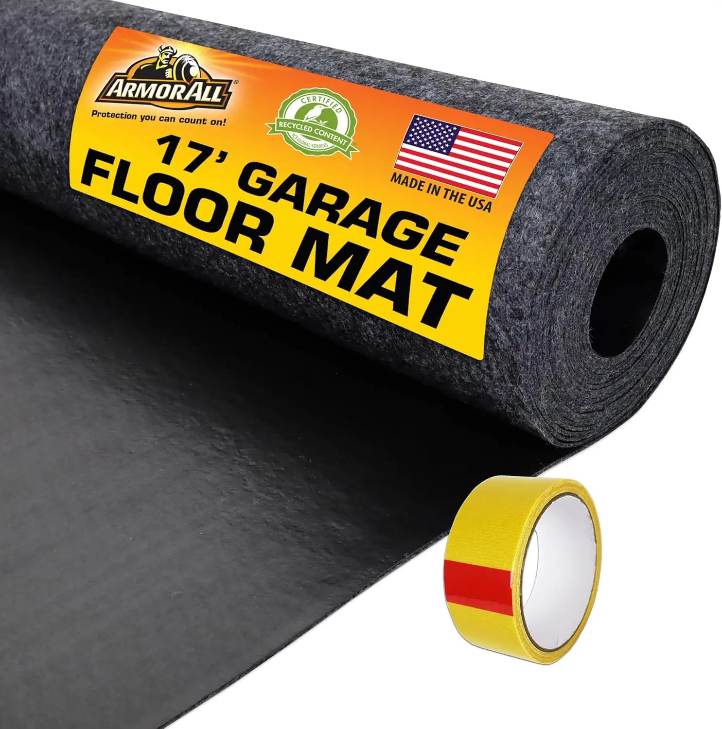 

Waterproof Garage Floor Mat, 17' x 7'4", Absorbent Oil Spill Resistant Pad with Double Sided Tape for Surface Protection
