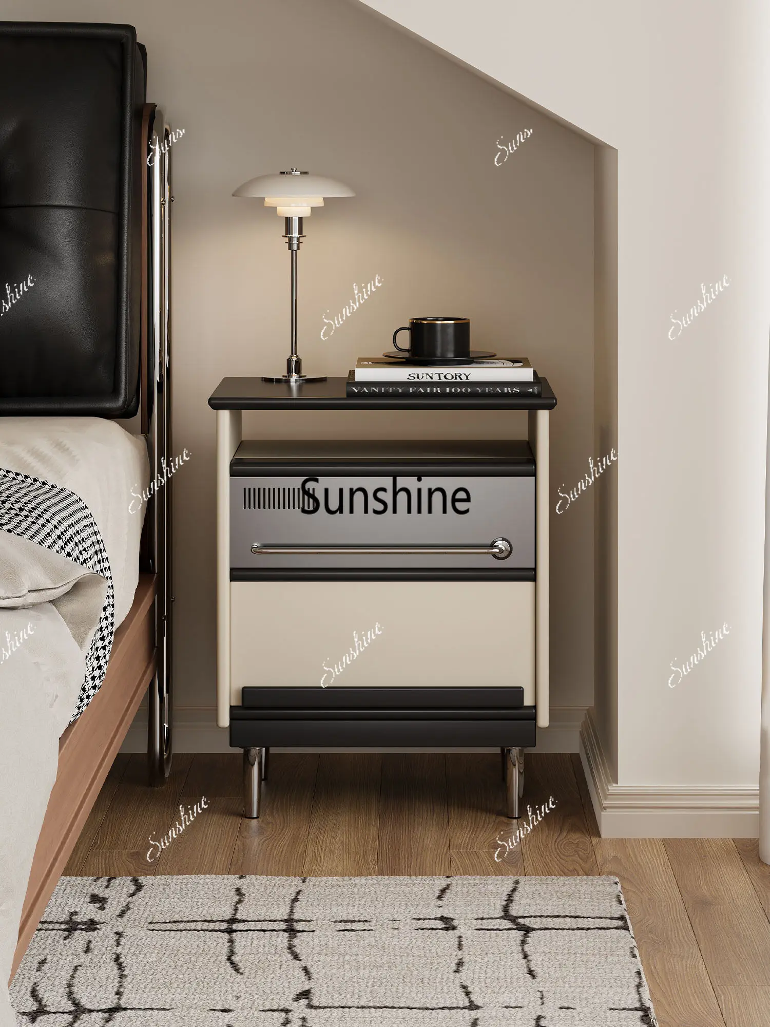 

French retro style bedside table simple modern small apartment locker