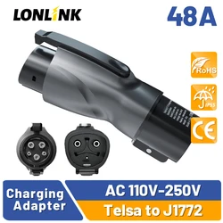 LONLINK-Adaptateur EVs J1772 vers J1772, chargeur max 48A et 250V, placement vers J1772