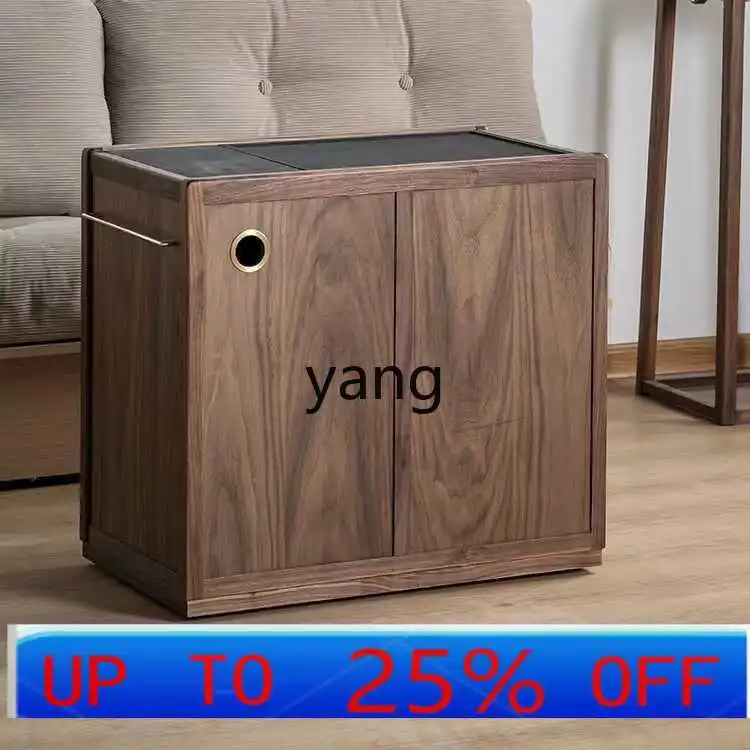 

Левый чайный шкаф из черного ореха, мобильный чайник, встроенный боковой шкаф для чая