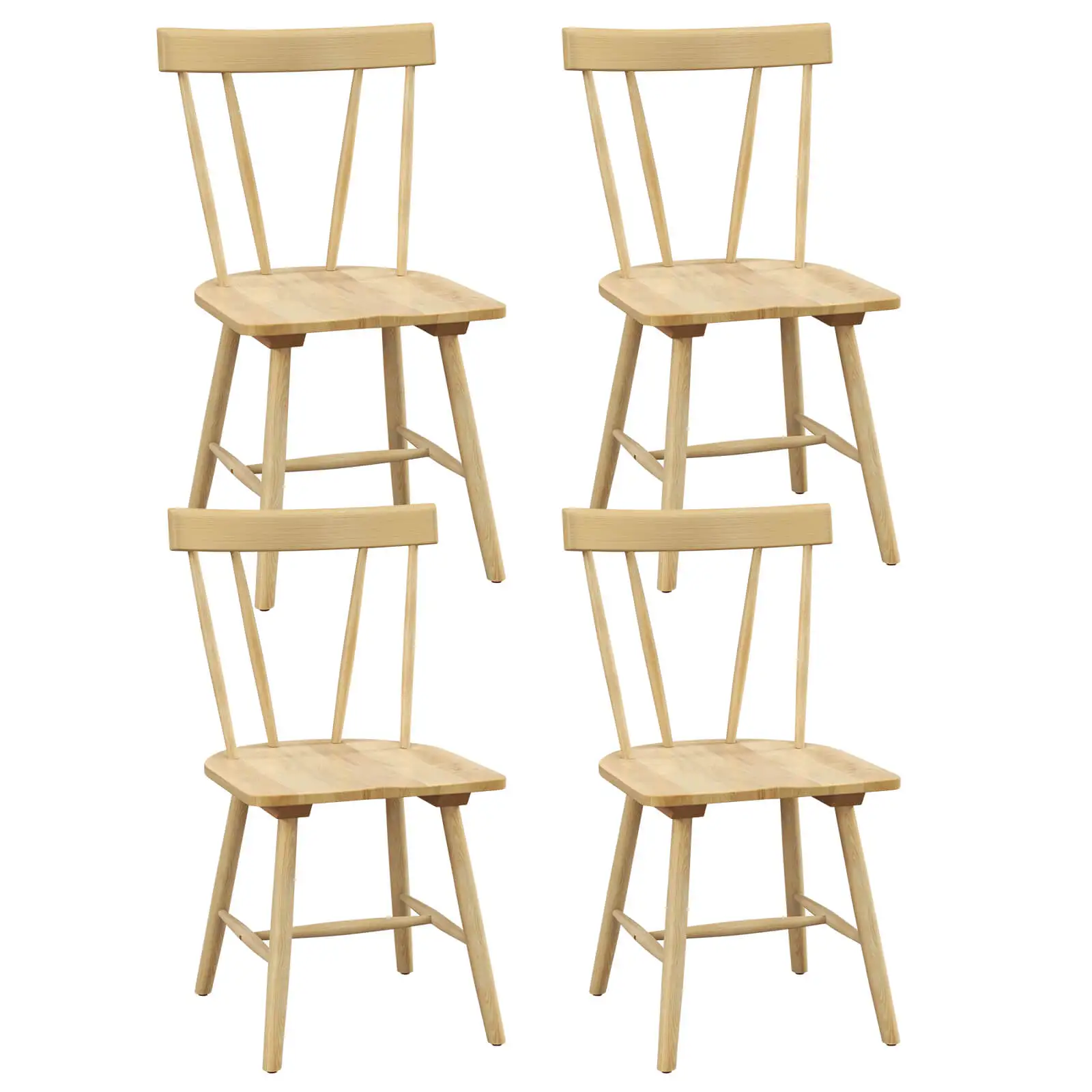 Dining Chairs Set of 4 Windsor Chairs Wood Armless Chairs w/ Solid Rubber Wood