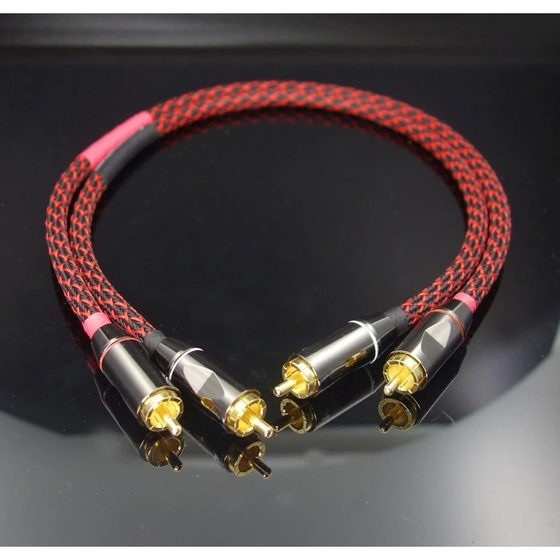 4 Core 4N Oxygen Free Copper RCA Audio Signal Cable High Density Braided Shield HiFi Stereo Interconnect Wire