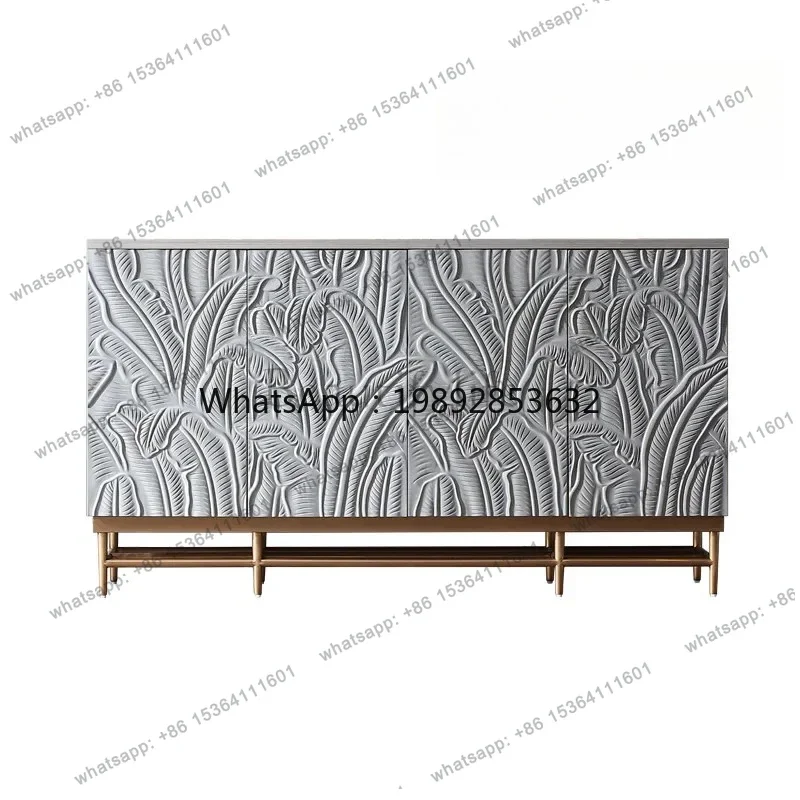 FF American light luxury dining side cabinet carved locker solid wood dining table wine cabinet integrated against the wall