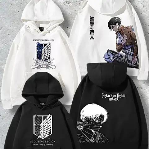 Attack on Titan Hoodie Levi Ackerman Sweatshirt Long Sleeve Top Retro Manga Graphic Tee Costume Casual Loose Unisex Anime Merch