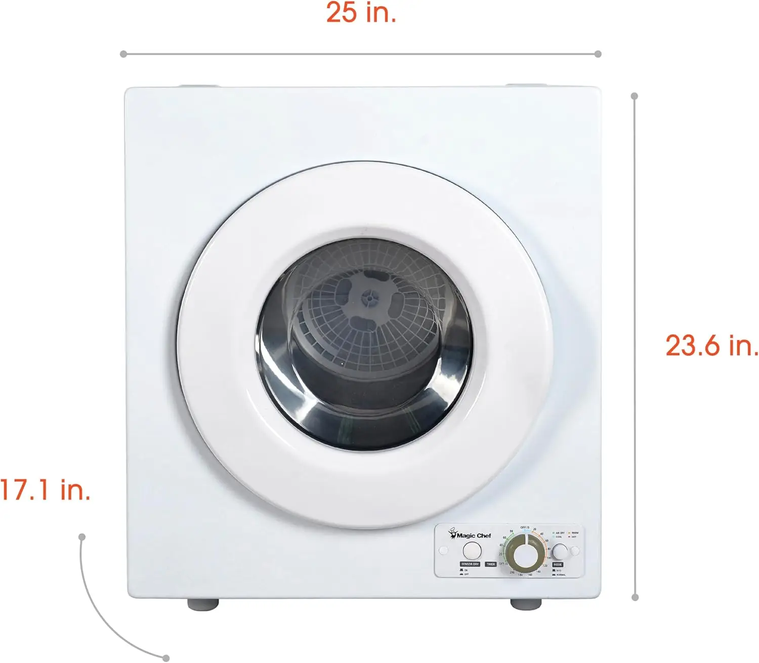 Máquina secadora de lavanderia compacta, secadora portátil pequena, ventilada, 2,6 pés cúbicos