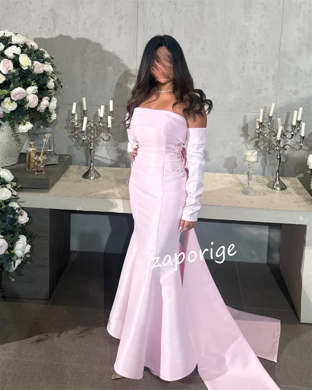 Customized Fashion Sequined Pleat Trumpet Off-the-shoulder Long Dresses Bespoke Occasion Dresses Sparkle Sexy