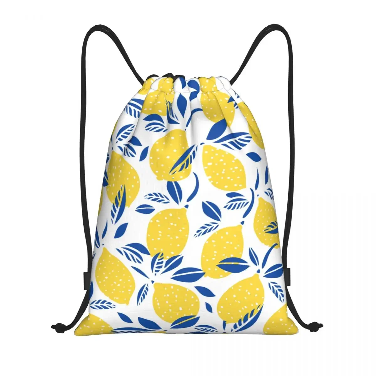 Summer Tropical Fruit Lemon Citrus Pattern Drawstring Backpack Women Men Gym Sport Sackpack Foldable Shopping Bag Sack