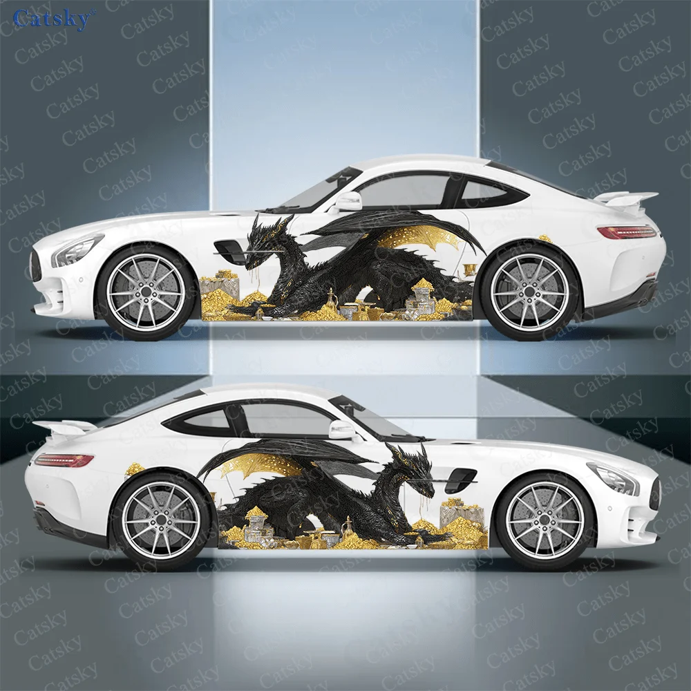 

Black Dragon Gold Coins Car Vinyl Wraps Decal Self-adhesive PVC Sticker Suitable for Trucks SUV Decoration Auto Accessories Gift