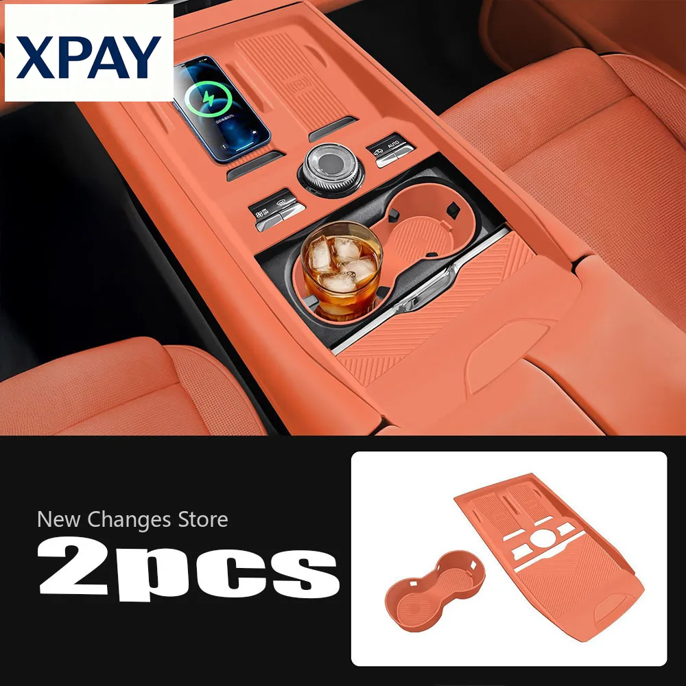 New Interior Car Central control Gear Shift Water Cup Panel silicone Wireless Charging pad For Lynk&Co 900 2025 2026 Accessories