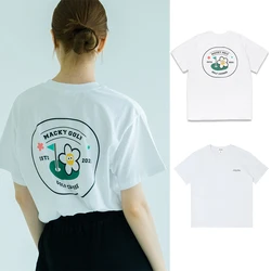 2024 New Summer Golf T-shirt Pure Cotton Golf Wear Short Sleeved Women's T-shirt Y2k Tops Clothing