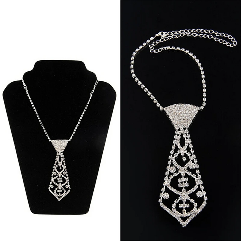 1PCS Crystal Rhinestone Choker Neck Tie Necklaces Pendants Belt Chain Choker Collar Necklace Women Jewelry