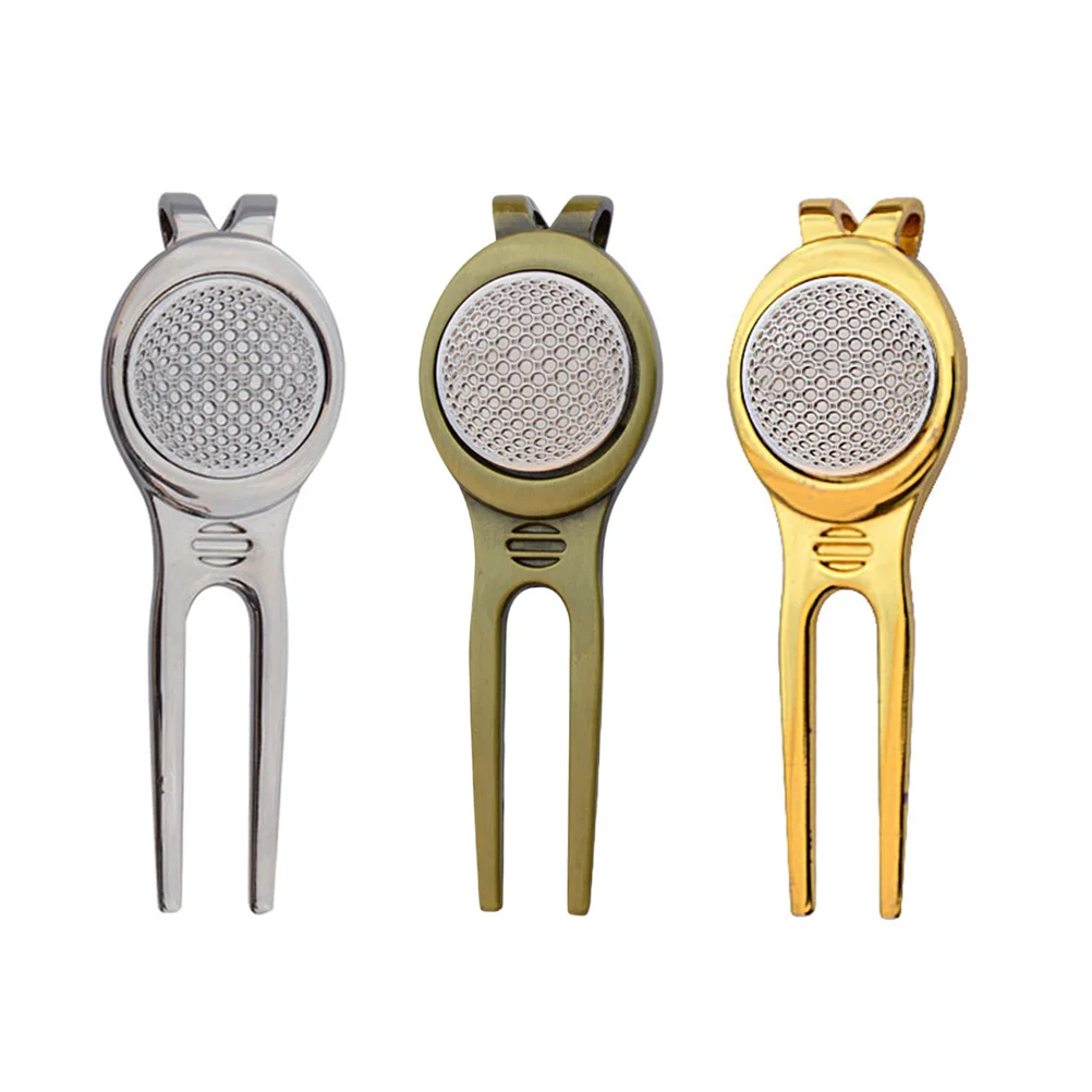 2 قطعة أداة إصلاح ديفت المحمولة قبضة مريحة جولف شوكة خضراء مع علامة الكرة لعشاق أداة ديفوت