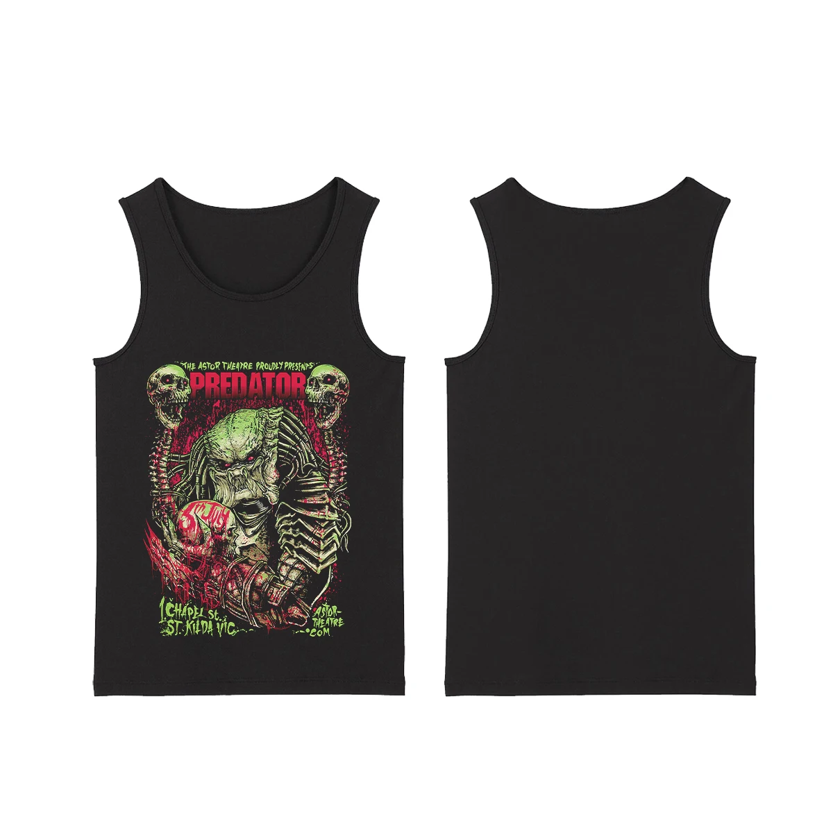 

An Illustrator Designed An Alien Predator Alien Culture Dark Skull Print American-style Aged Cropped Sleeve Vest