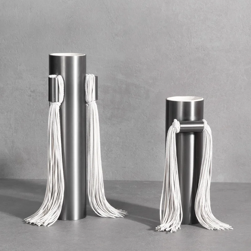Modern Elegant Vases Metal Leather Centerpiece Kawaii Flower Vase Art Living Room Flower Bottle Wedding Vases Home Design HQ474