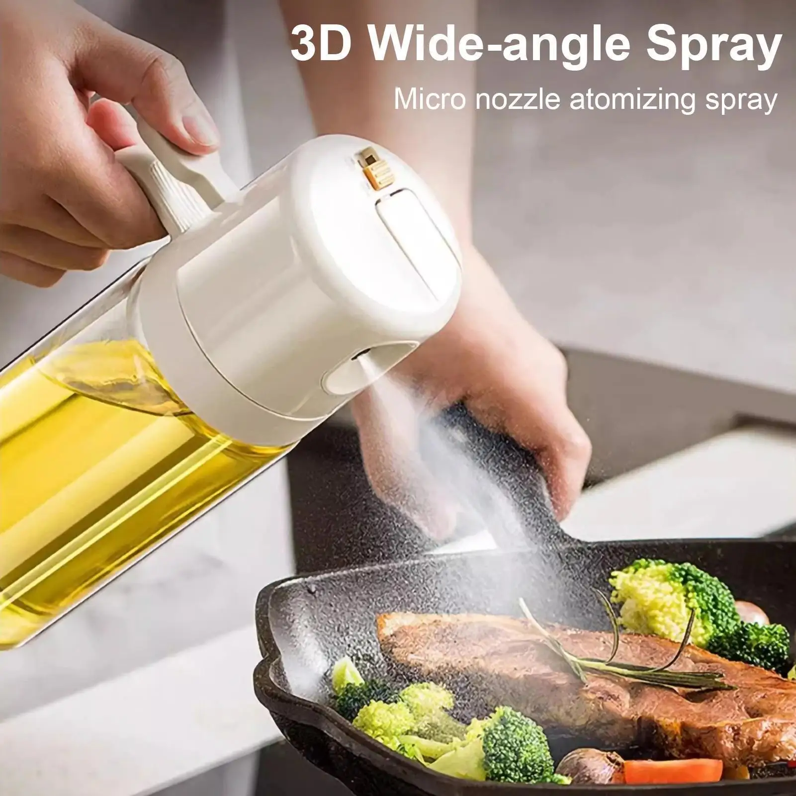 Glass Dual-purpose Oil Spray Pot, Automatic Opening And Closing Oil Bottle, Kitchen Soy Sauce Vinegar Oil Bottle, Kitchen Suppli