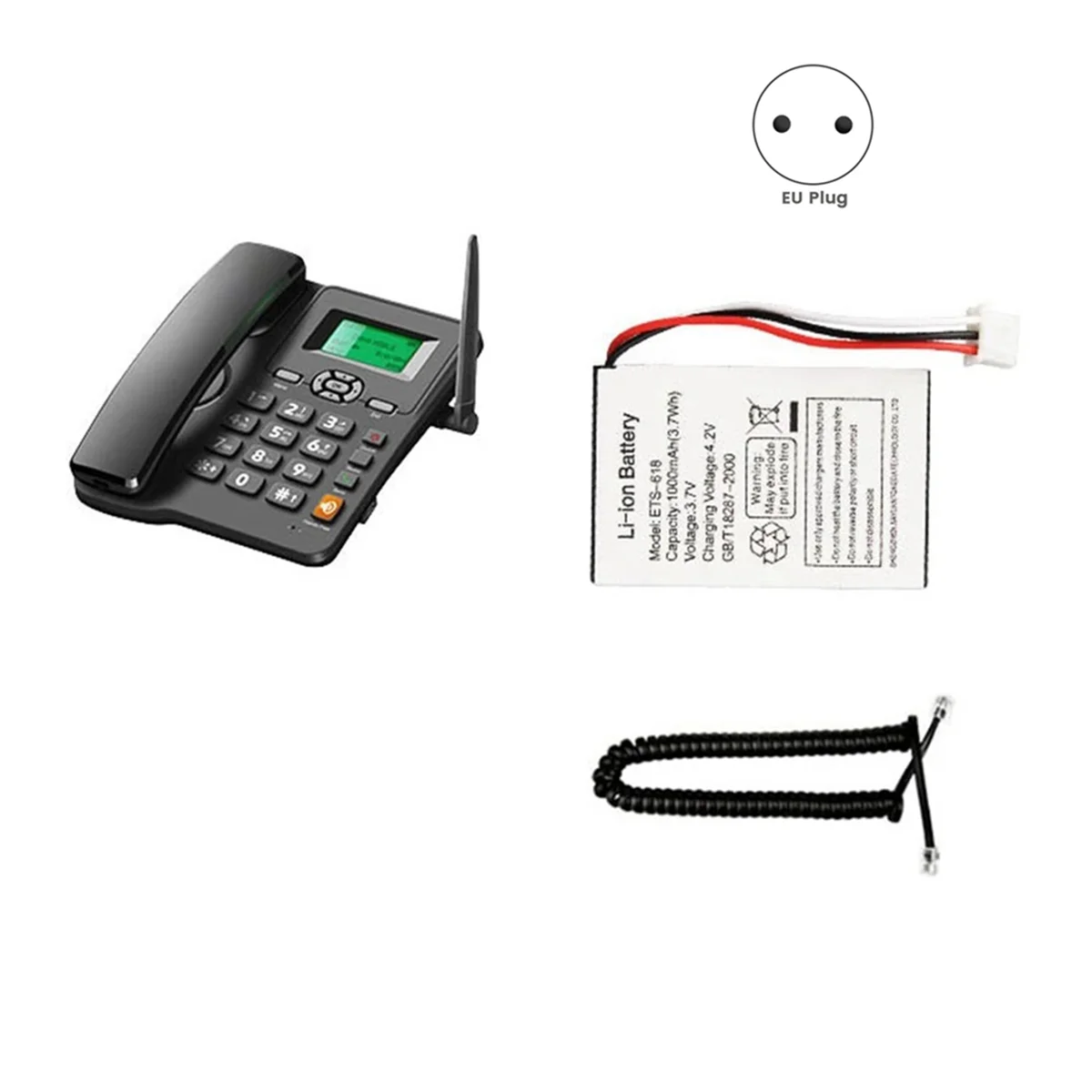 

-6588 Cordless Phone Desktop Telephone Support GSM 850/1800/1900MHZ Dual SIM Card 2G Fixed Phone with Antenna Radio EU Plug