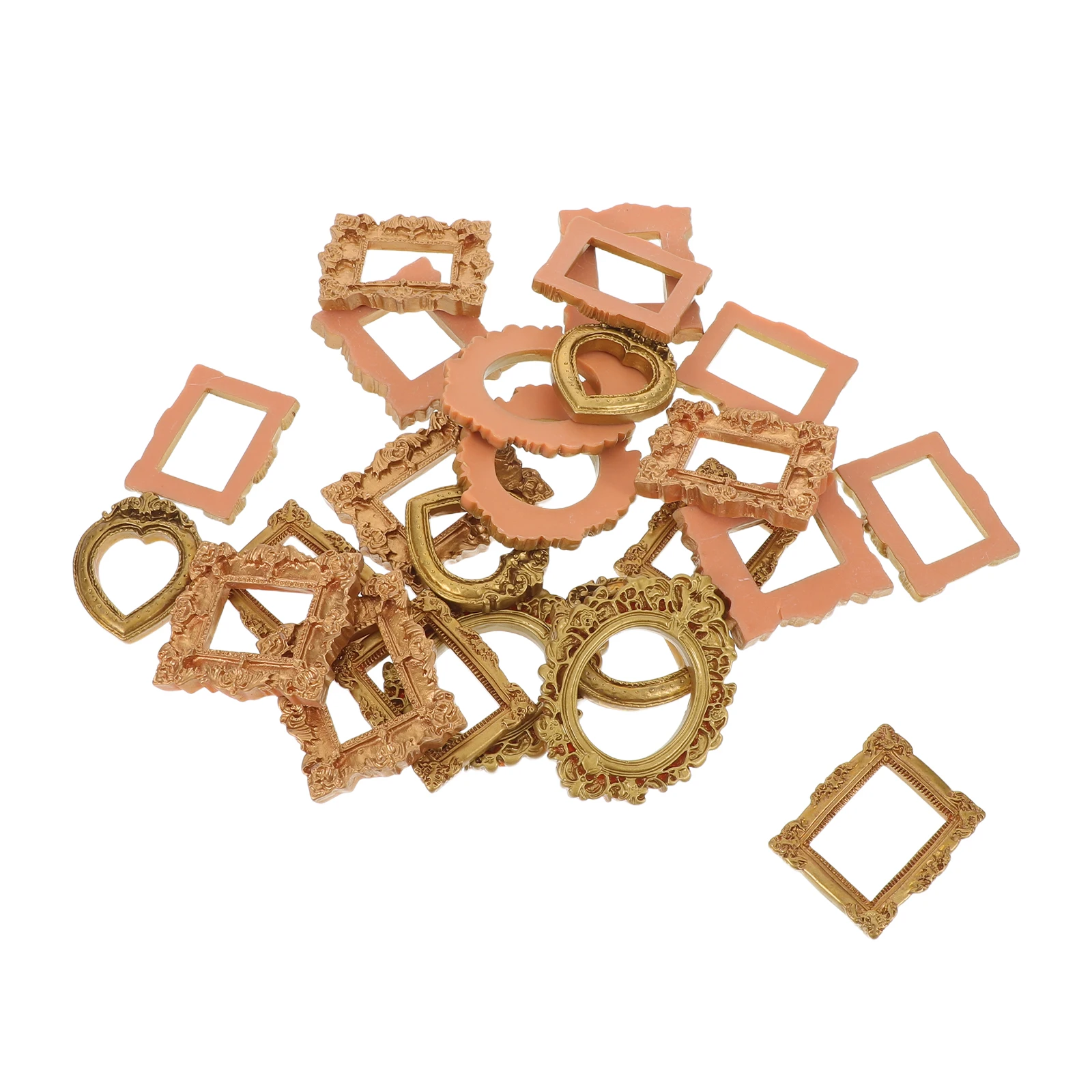 

40 PCS Mini Frames Vintage Gold Resin Photo DIY Picture Manicure Small