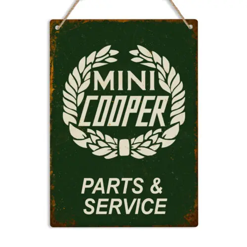 MINI COOPER Parts GREEN Retro Vintage Metal Tin Sign Plaque Man Cave Shed Garage