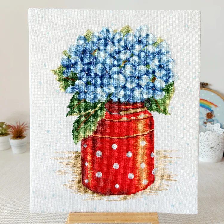 

Ваза с гортензиями 31-38 подсчетов для вышивки крестиком 11CT 14CT 18CT наборы для вышивки крестиком