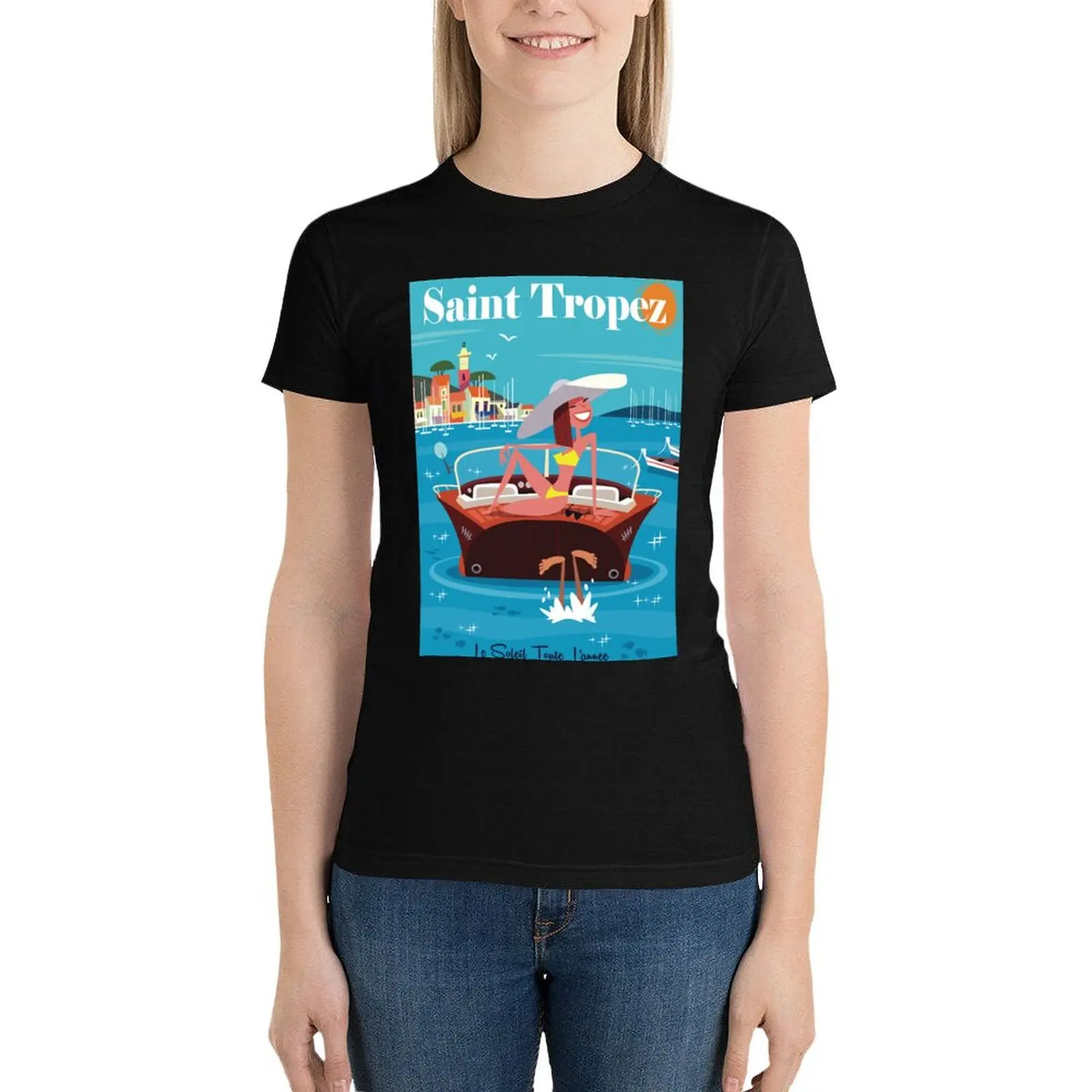 St Tropez poster T-Shirt cute clothes lady clothes tight shirts for Women