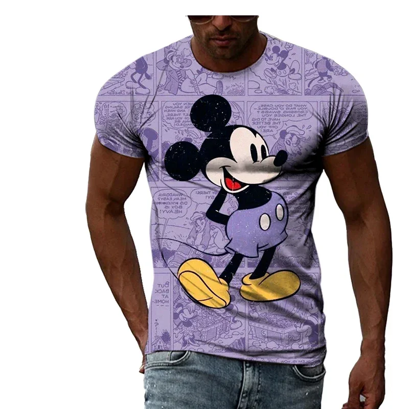 Disney-Camiseta masculina e feminina de Mickey Mouse 3D, T-shirt para meninos e meninas, Streetwear anime dos desenhos animados, Tops infantis, Novo, 2021