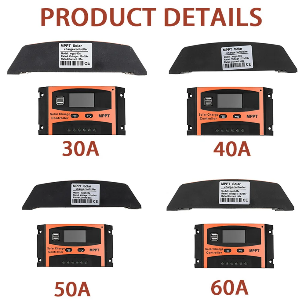 

30a Mppt Solar Charge Controller 12V 24V Auto Recognition LCD Dual USB Output Protection Regulator Solar Controller