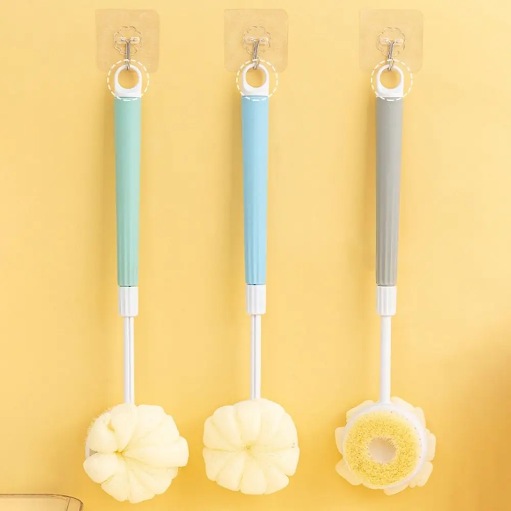 Useful Long Handle Doubleside Bath Brush 2-in-1 Back Rubbing Body Exfoliating Brush Cleaning Tools Telescopic Shower Tools