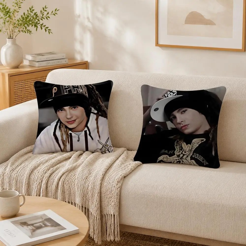 Rock Band Tom Kaulitz T-Tokyo Hotel Cushion Cover Plush Decorative Pillow Case With Hidden Zipper Cutecore Room Decor For Home