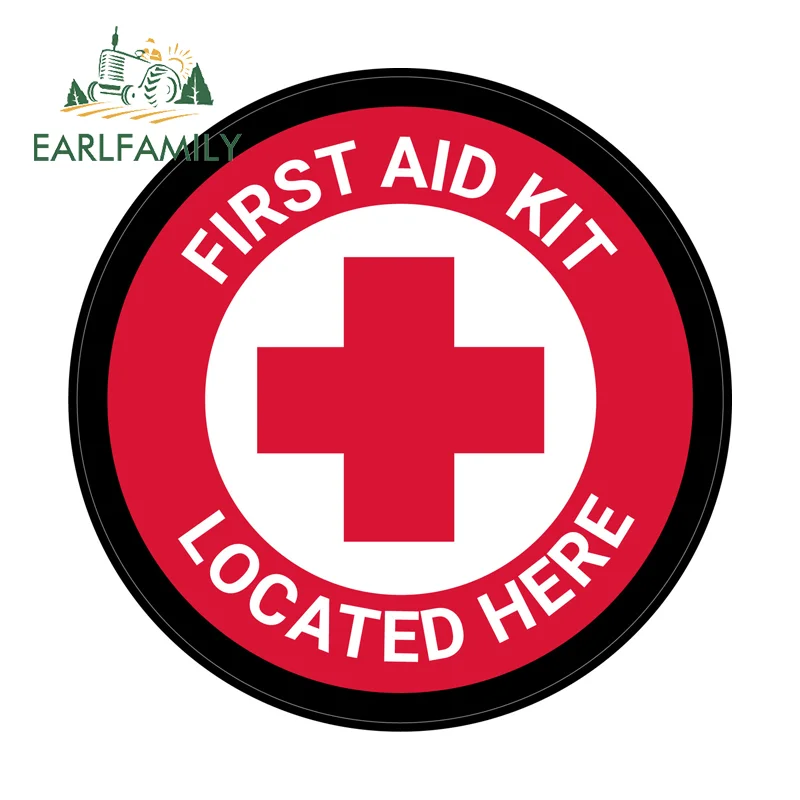 EARLFAMILY First Aid Circular Logo Sign Car Stickers Creative Motorbike Decal Occlusion Scratch Scratch-Proof Car Accessories