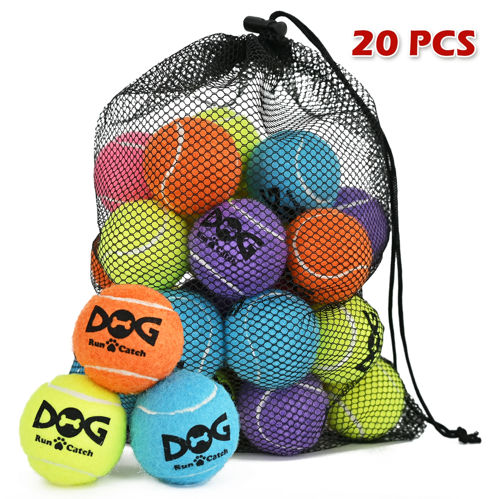 2.0” Dog Tennis Balls 20 Pack, Squeaky Tennis Balls for Small Dogs, Interactive Training & Exercise Toy – Indoor & Outdoor