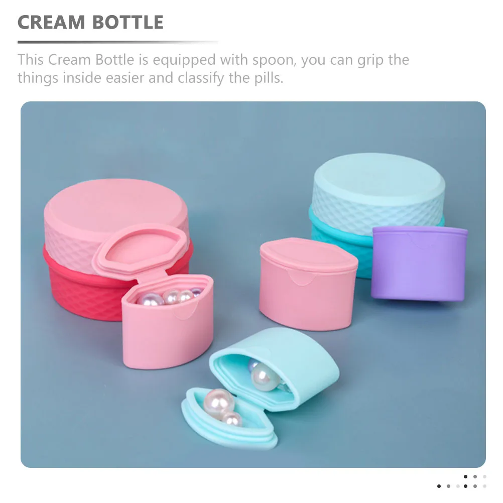 

1 Set Of Silicone Sub Box Lip Balm Container With Spoon Portable Travel Jar For Creams Cosmetics Toiletry Lotion Bottle Empty