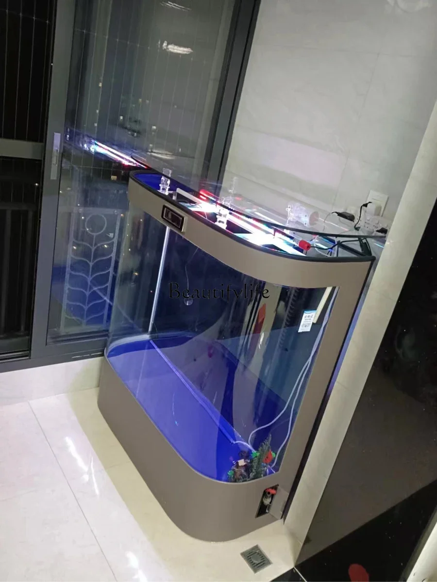 

yj9 New Change Water Ecological Intelligent Temperature Control Bottom Filter Floor Hot Bending Cylinder Aquarium