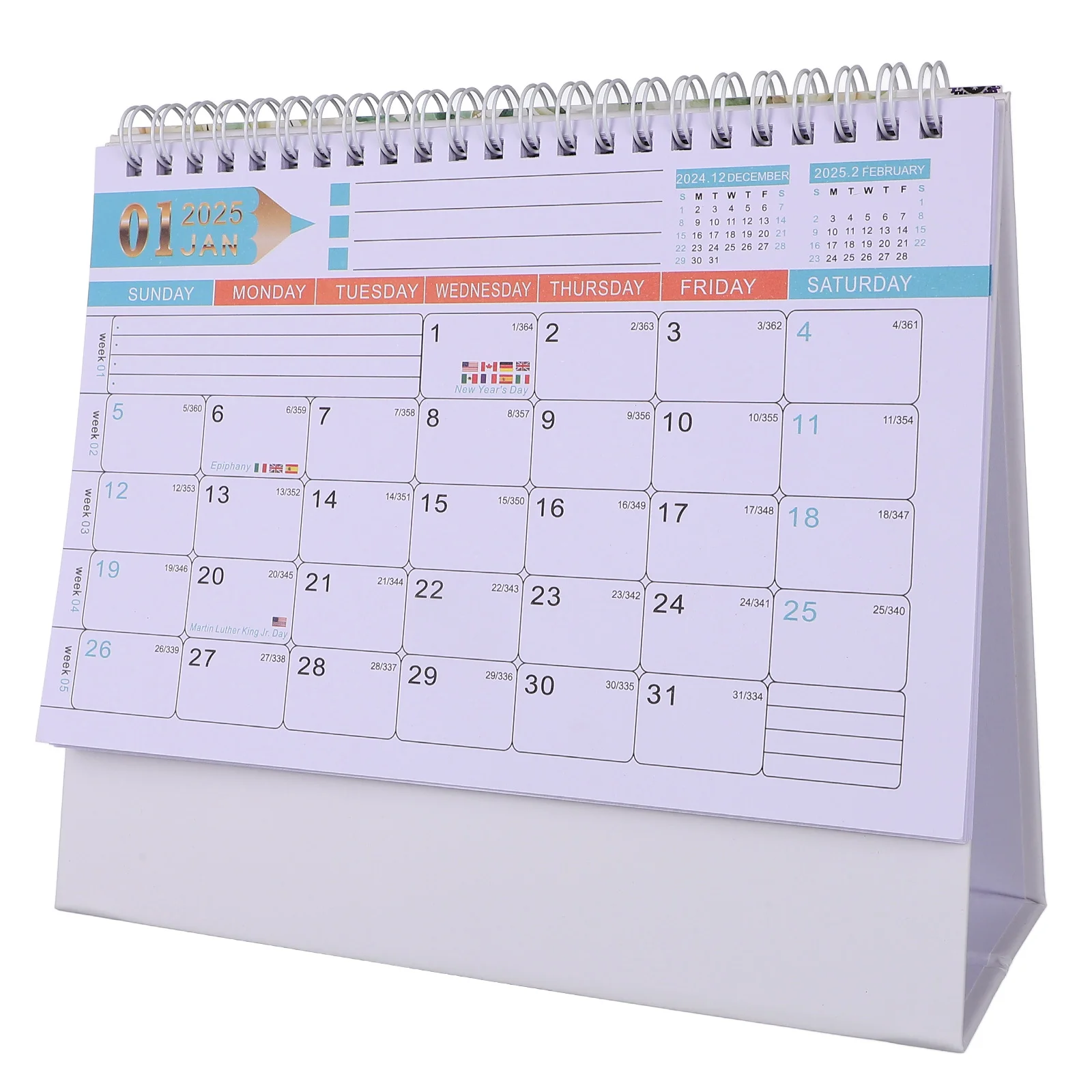 

2025 Desk Calendar Daily Mini Monthly Table Organizer Flip Snake Year Spiral Office