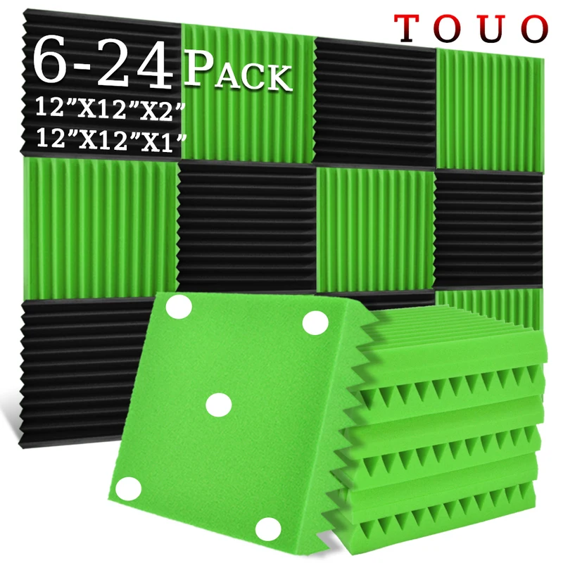 

TOUO Acoustic Foam 6/12/24 Pcs Home Studio Soundproofing Sponge Acoustic Insulation Wall Soundproofing Sound Absorbing